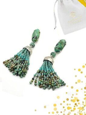 Kendra Scott Dove Statement Earrings in African Turquoise NWOT